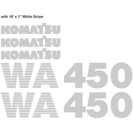 Aftermarket Komatsu Wheel Loader WA450 Decal Set with 16' x 1" White Stripe KOMWA450NDECALSET